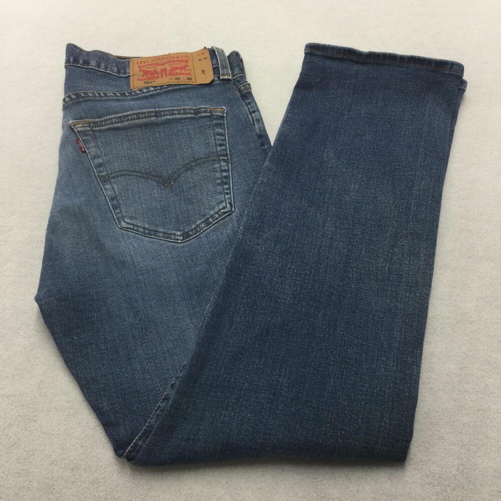 Levis 501 Jeans Mens 32x29 Blue Medium Wash Straight Leg Denim Button Fly